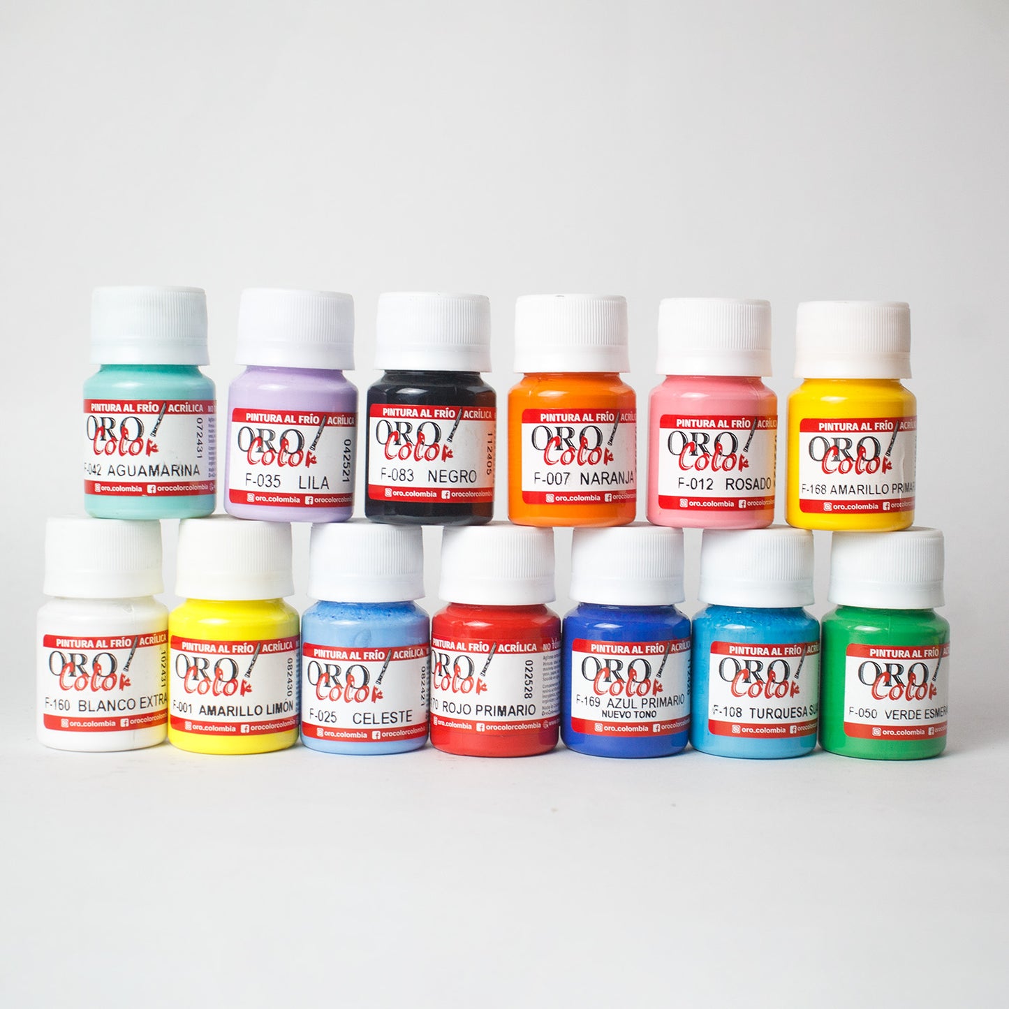 Kit 13 Tonos Pintura Acrilica Clásica Orocolor 30ml - Set Pinceles - Fastdil 120ml