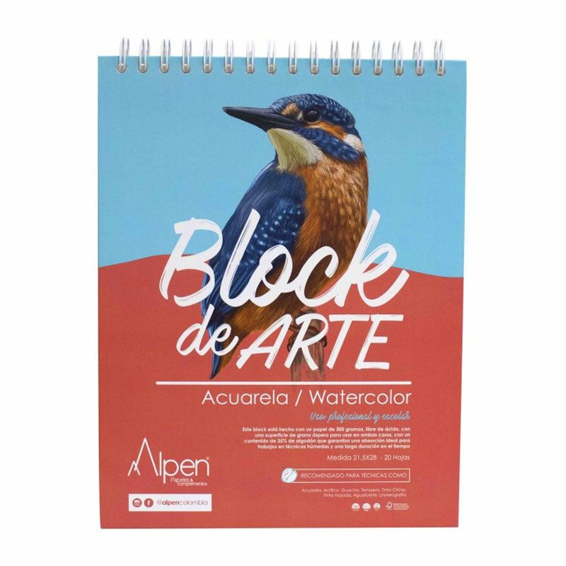 Block Arte Acuarela Alpen Carta 300gr 21.5X28 20 Hojas