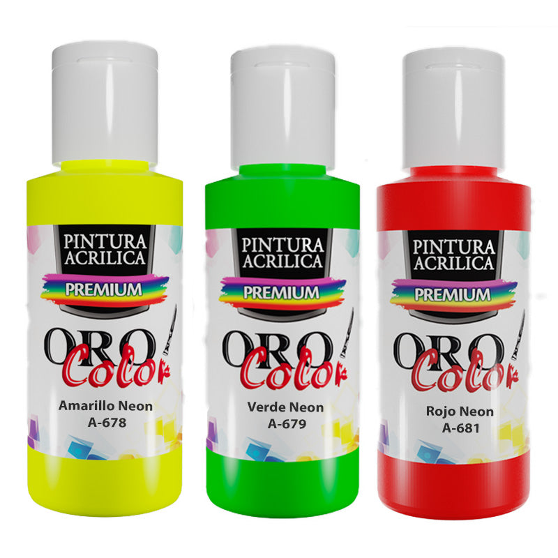 Pintura Acrílica Premium Fluorescente Orocolor 60ml