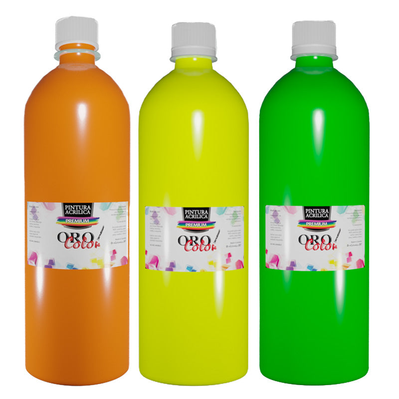 Pintura Acrílica Premium Fluorescente Orocolor Litro