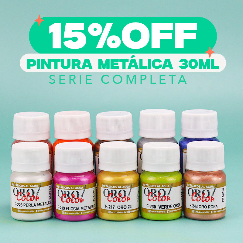 Serie Completa Pintura Metálicos al Agua Orocolor 30ml