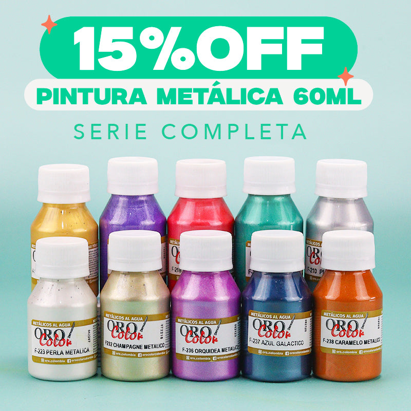 Serie Completa Pintura Metálicos al Agua Orocolor 60ml