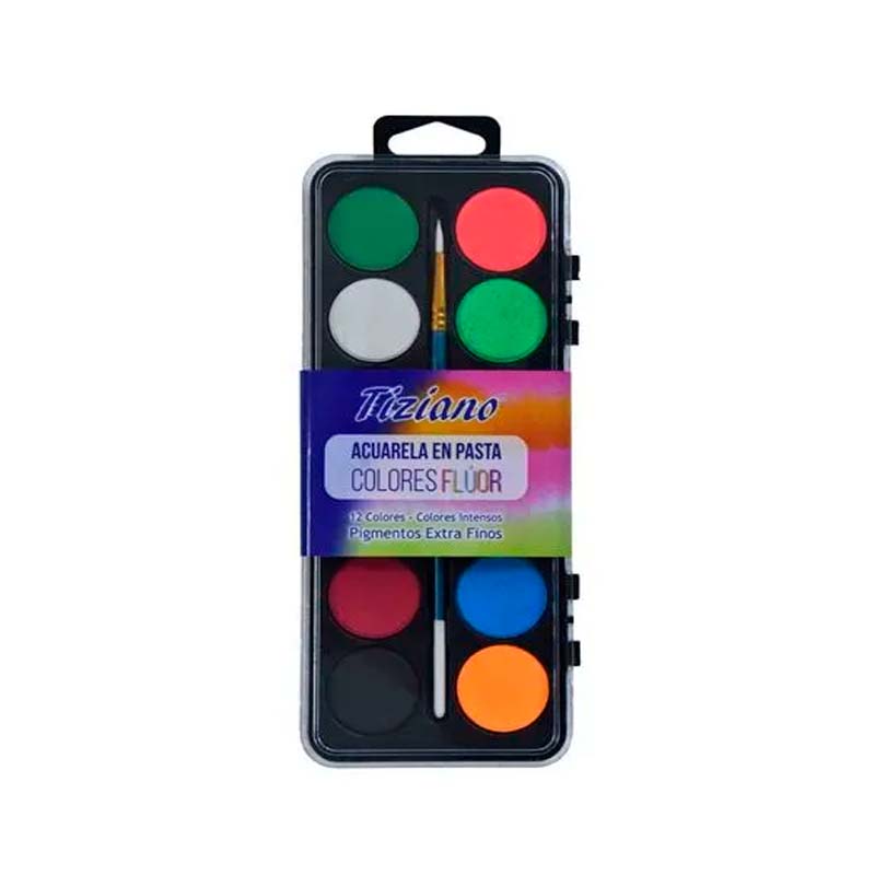 Acuarela Tiziano Pasta Neones Set x12