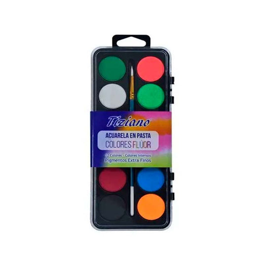 Acuarela Tiziano Pasta Neones Set x12