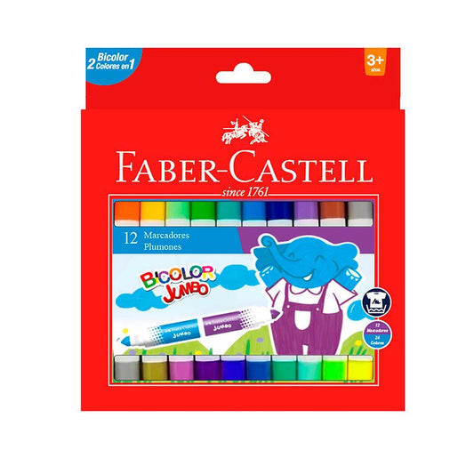 Marcadores Bicolor Jumbo Faber Castell set x12