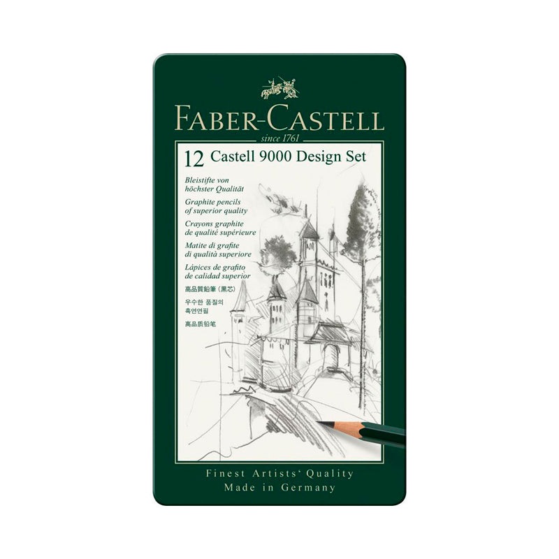 Lápices De Grafito Faber Castell 9000 Desing Set X12 (Caja Metal) Rf1190646