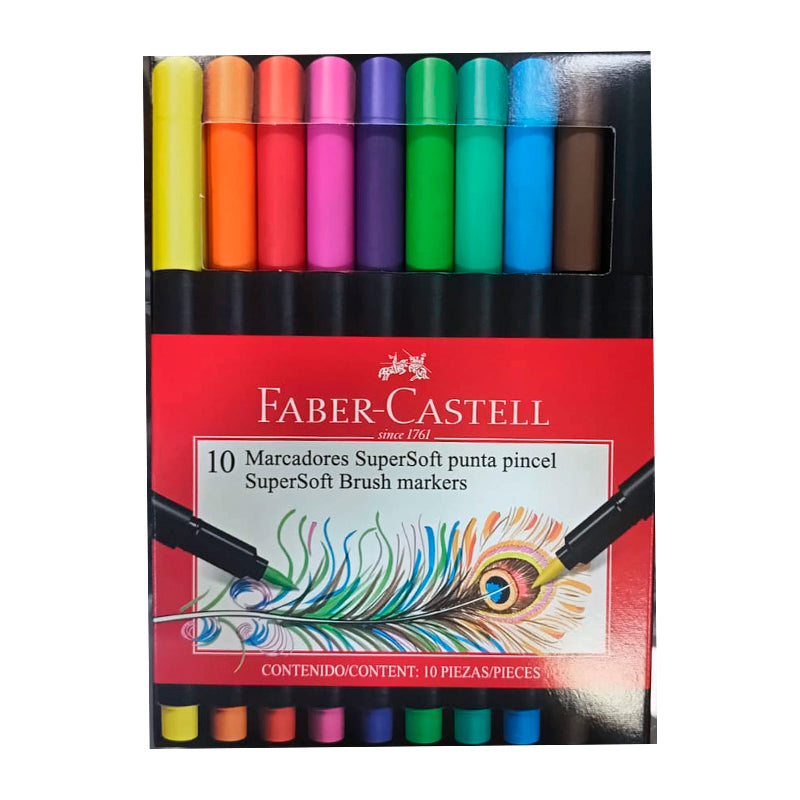 Marcadores Supersoft Punta Pincel Set x10 Faber Castell