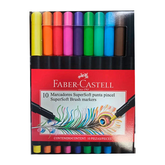 Marcadores Supersoft Punta Pincel Set x10 Faber Castell