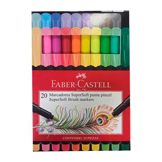 Marcadores Supersoft Punta Pincel Faber Castell Set x20