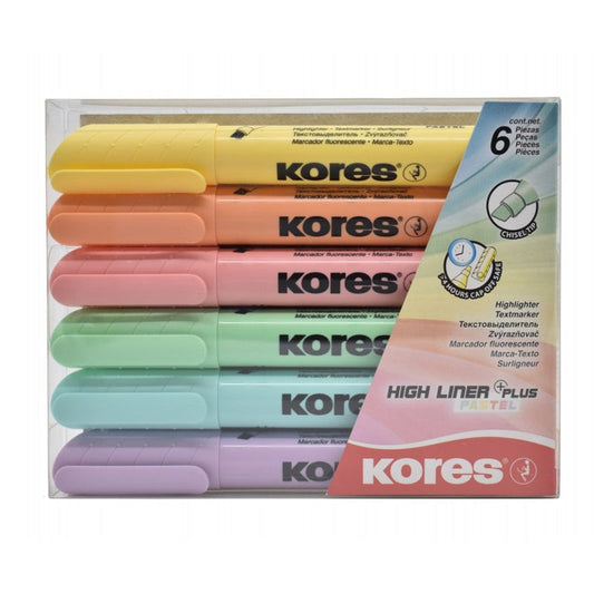 Resaltadores Pasteles Hight Liner Plus Kores Set x6