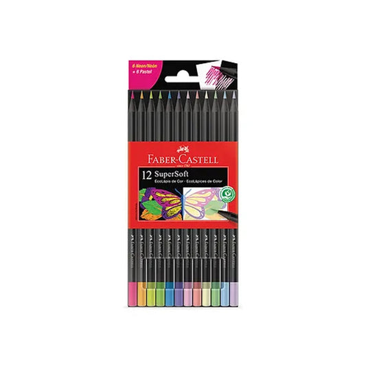 Ecolápices Supersoft Faber Castell Tonos Neones y Pasteles x12