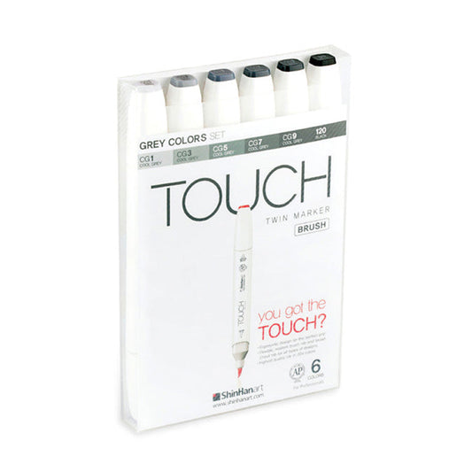 Marcadores Touch Twin Brush Grey Colors Set x6