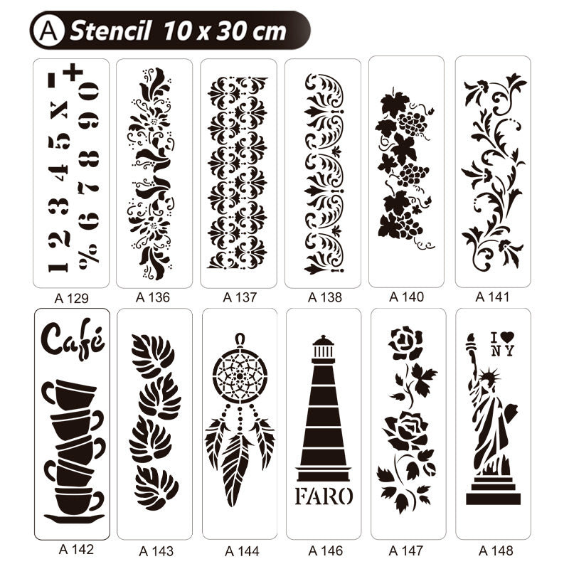 Stencil A 10x30 cm