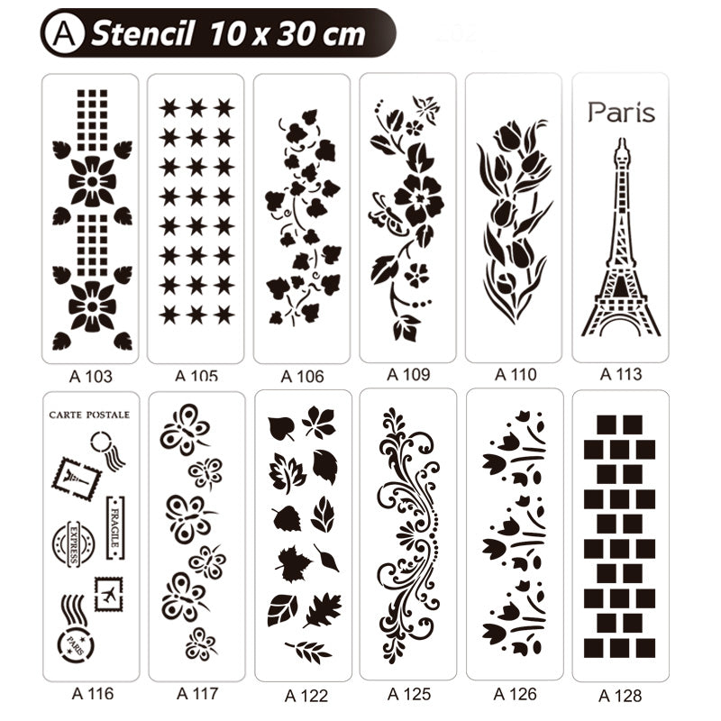 Stencil A 10x30 cm
