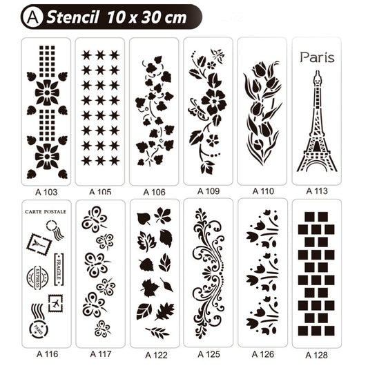 Stencil A 10x30 cm