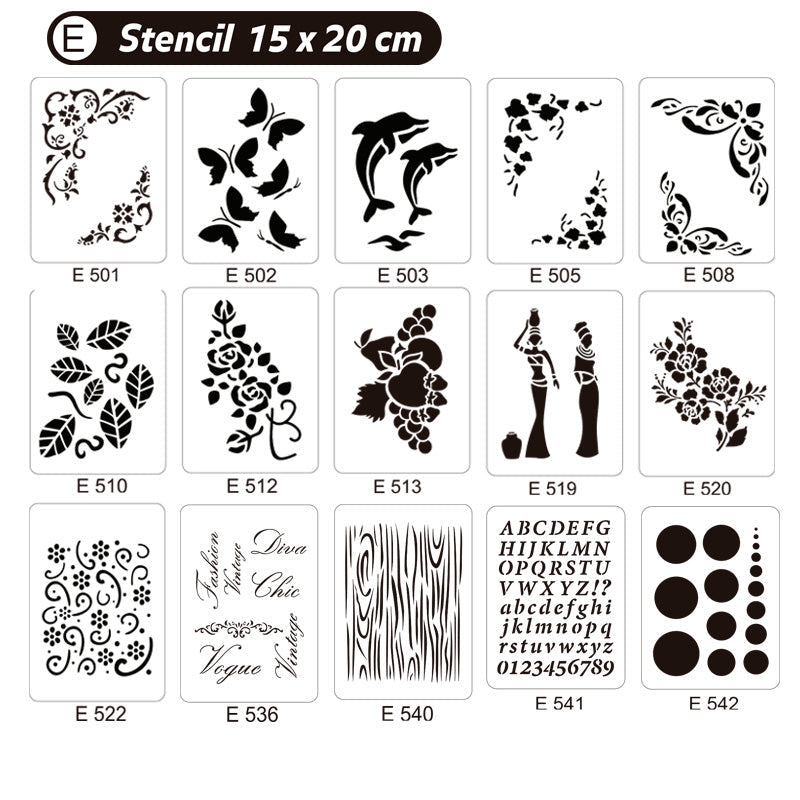 Stencil E 15x20cm