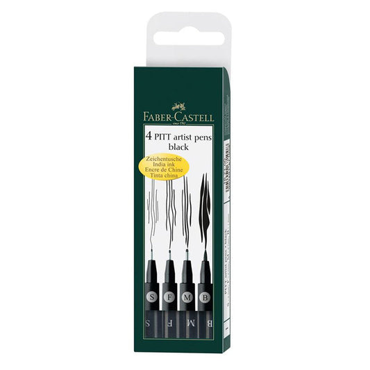 4 Pitt Artist Pens Negro Faber Castell