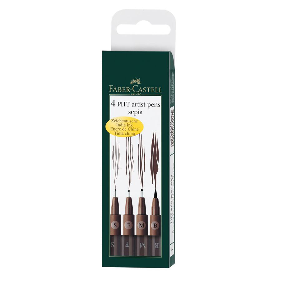 4 Pitt Artist Pens Sepia Faber Castell