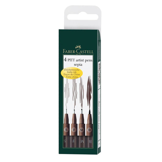 4 Pitt Artist Pens Sepia Faber Castell
