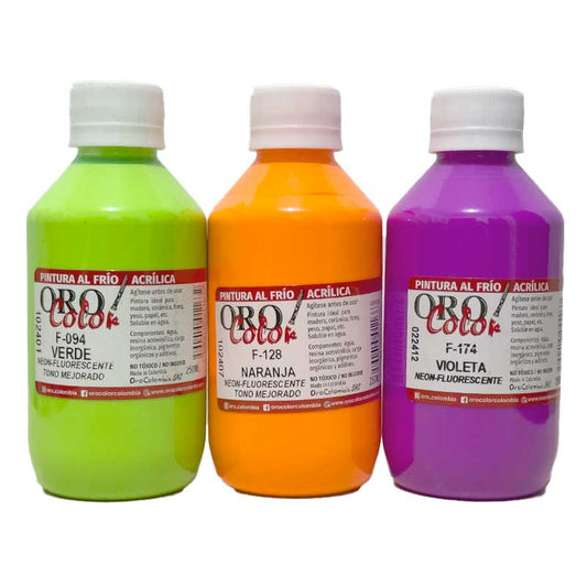 Pintura Acrílica Clásica Fluorescente Orocolor 250ml