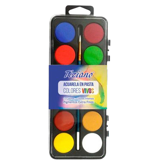 Acuarela Tiziano Pasta Escolar set x12
