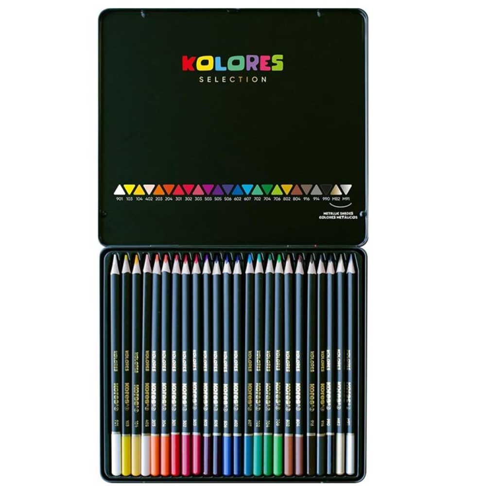 Lápices de Colores Premium Kores Caja Metal x24