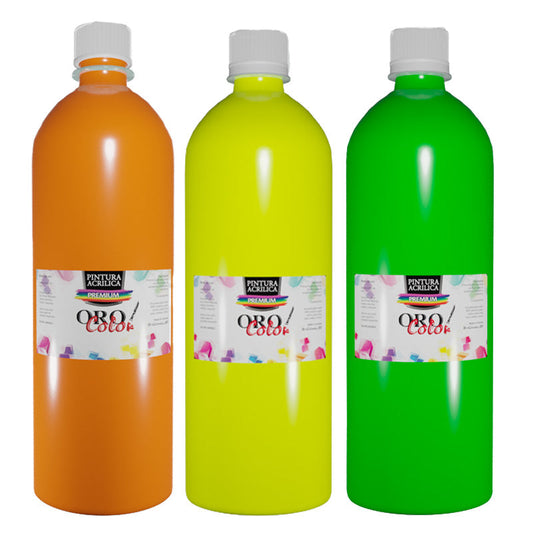 Pintura Acrílica Premium Fluorescente Orocolor Litro