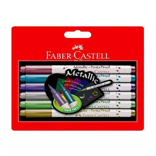 Plumones Punta Pincel Metálicos Faber Castell set x6