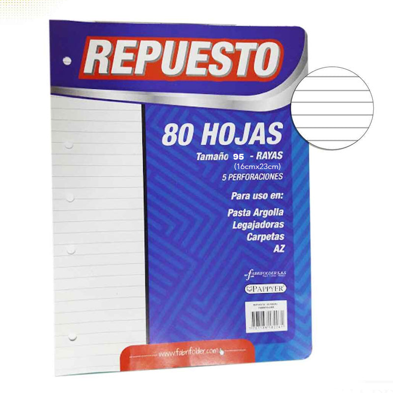 Repuesto Folderr 95 Rayas 80H Pappyer (16CMX23CM)