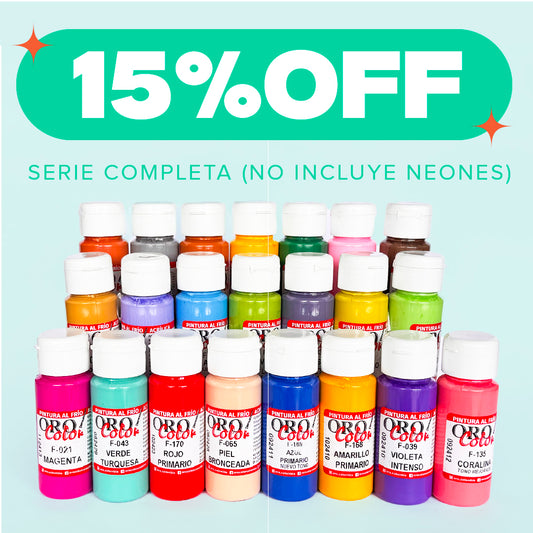 SERIE COMPLETA PINTURA ACRÍLICA CLÁSICA OROCOLOR 60ML (NO INCLUYE NEONES)