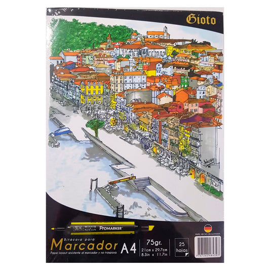 Bitacora Layout para Marcadores Diseño A4 Gioto 25 hojas
