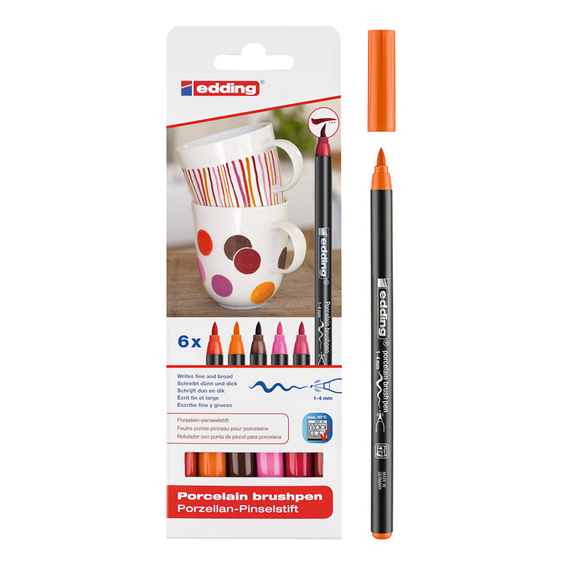 Set Marcadores para Porcelana Edding 4200 x6 Cálidos