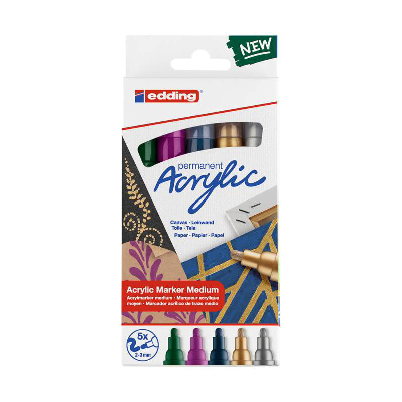 Marcador Edding Acrílico 5100 Set x5 Festivo