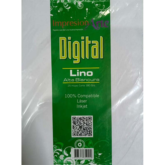 Paquete Cartulina Lino Blanca Carta 25 hojas180gr