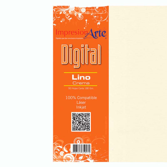 Paquete Cartulina Lino Crema Carta 25 hojas180gr