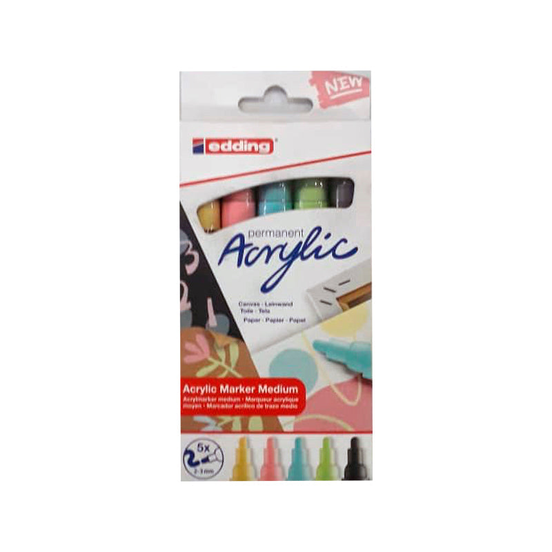 Marcador Edding Acrílico 5100 Set x5 Pastel