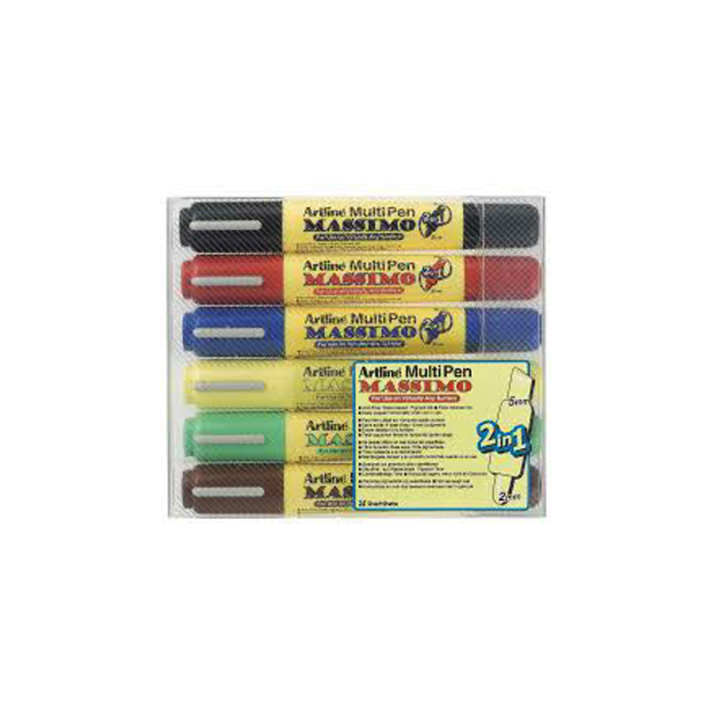 Marcadores Multipen Artline Massimo Doble Punta Básicos Ref. 6W2