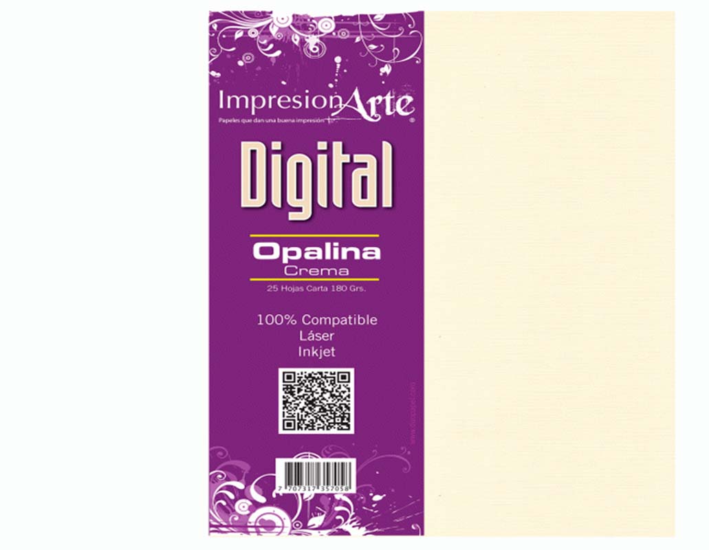 Paquete Opalina Crema Carta 25 hojas 180gr