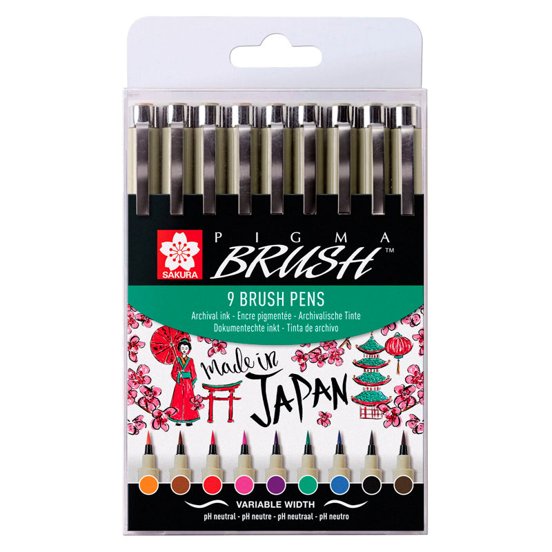 Pigma Brush Pens Sakura x9