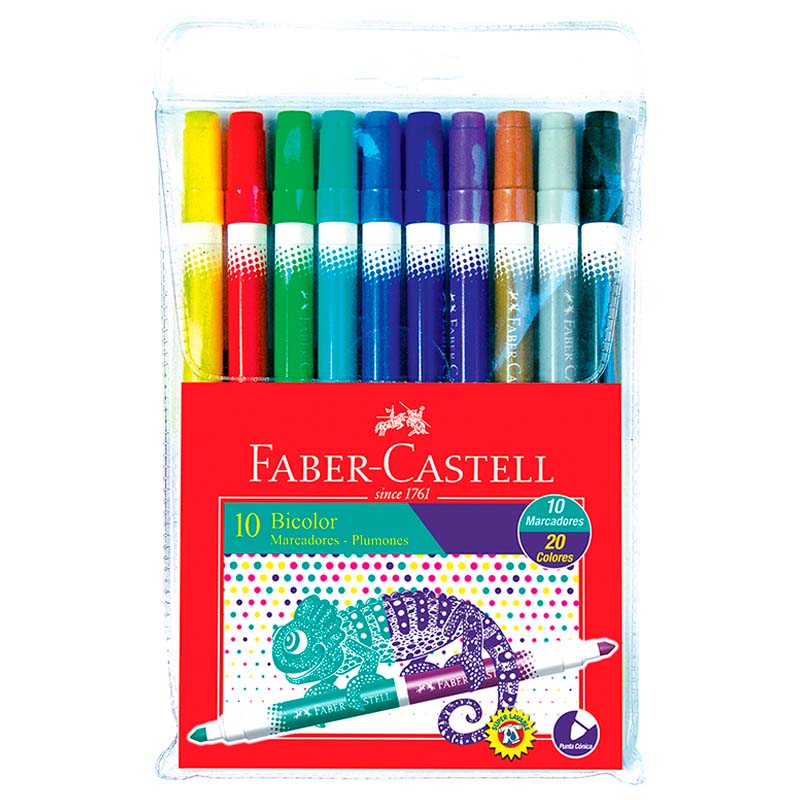 Plumones Bicolor Faber Castell Set x10