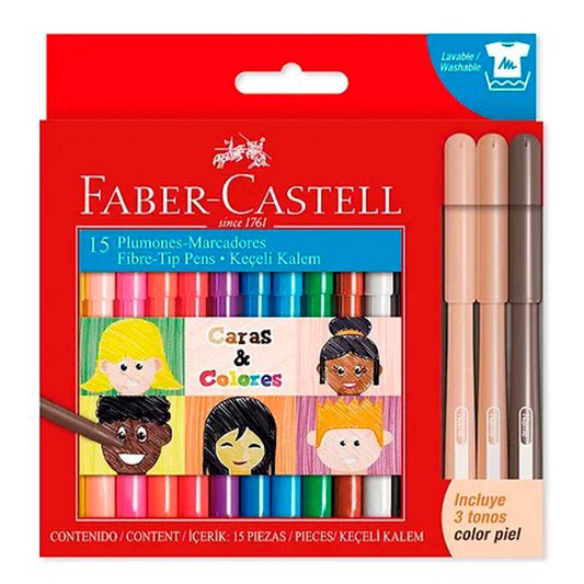 Marcadores Caras & Colores Faber Castell set x 15